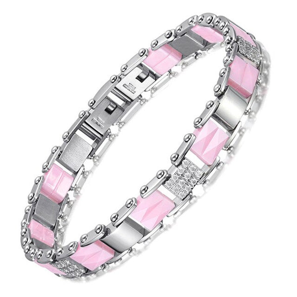 Pink & Silver Women Magnetic Bracelet