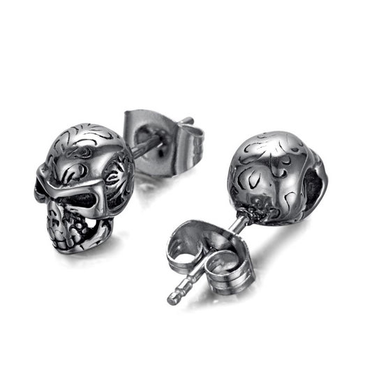 Punk Rock Skull Stud Earrings Pair for Rebellious Women