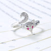 925 Sterling Silver Pink Eyes Fox Vintage Style Ring for Women