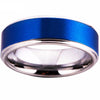 Matte Blue & Silver Tungsten Carbide Wedding Band