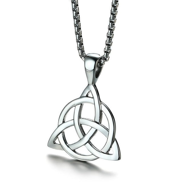 Men's Black Celtic Triquetra Knot Pendant Necklace