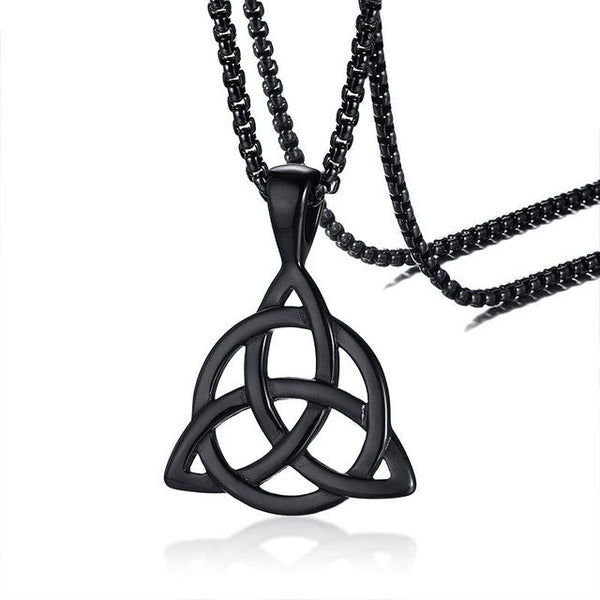 Men's Black Celtic Triquetra Knot Pendant Necklace