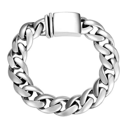 Polished Twisted Curb Chain Link 925 Sterling Silver Vintage Bracelet