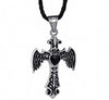 Men's Silver and Black Celtic Sword with Wings Pendant Necklace