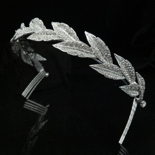 Silver Laurel Wreath Tiara Headband for Wedding or Prom