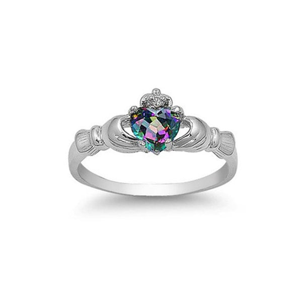 Silver Plated Rainbow Cubic Zirconia Ring