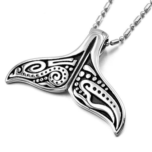 925 Sterling Silver Retro Whale Head Necklace