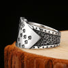 925 Sterling Silver Poker Mens Ring with Adjustable Size - Innovato Store
