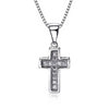 925 Sterling Silver Cross Cubic Zirconia Pave Pendant Necklace