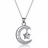 925 Sterling Silver Crescent Moon with Cubic Zirconia Pendant Necklace