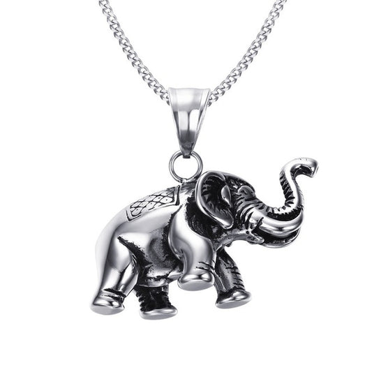 Elephant Pendant Silver-Stainless Steel Necklace