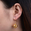 Gold Flower Locket Aromatherapy Lava Stone Dangling Earring