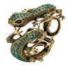 Gold with Crystal Gecko Bangle Bracelet for Women