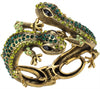 Gold with Crystal Gecko Bangle Bracelet for Women