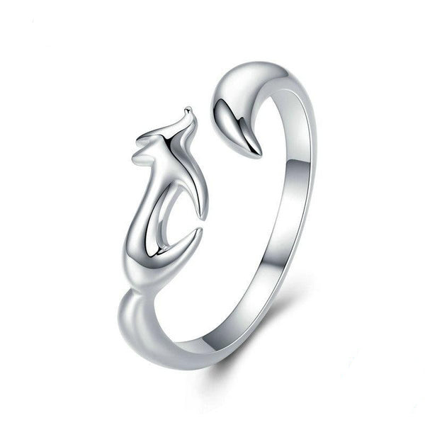 925 Sterling Silver Fox Tail Adjustable Ring - Innovato Store