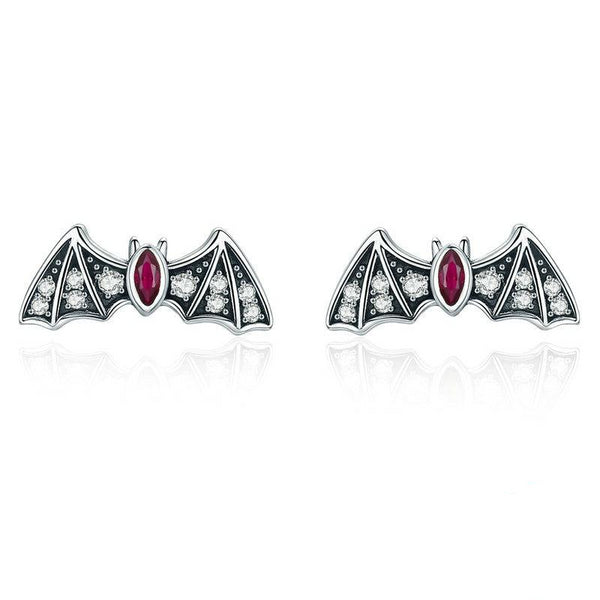 925 Sterling Silver Mysterious Bat Dazzling Stud Earrings