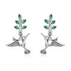 925 Sterling Silver Hummingbirds Birds Stud Earrings