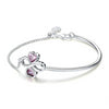 925 Sterling Silver Infinite Heart Clover with Pink Cubic Zirconia Bracelet