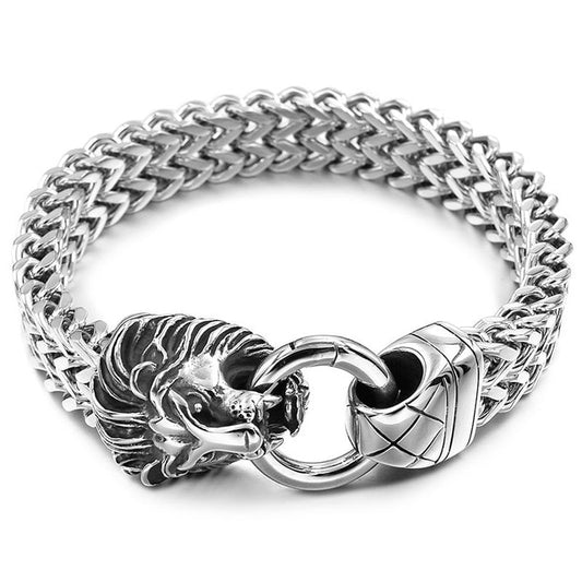 Classic Lion Head Stainless Steel Bracelet Men’s Jewelry