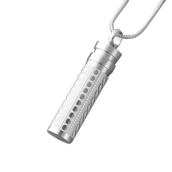 Stainless Steel Cylinder Ash Pendant Memorial Necklace