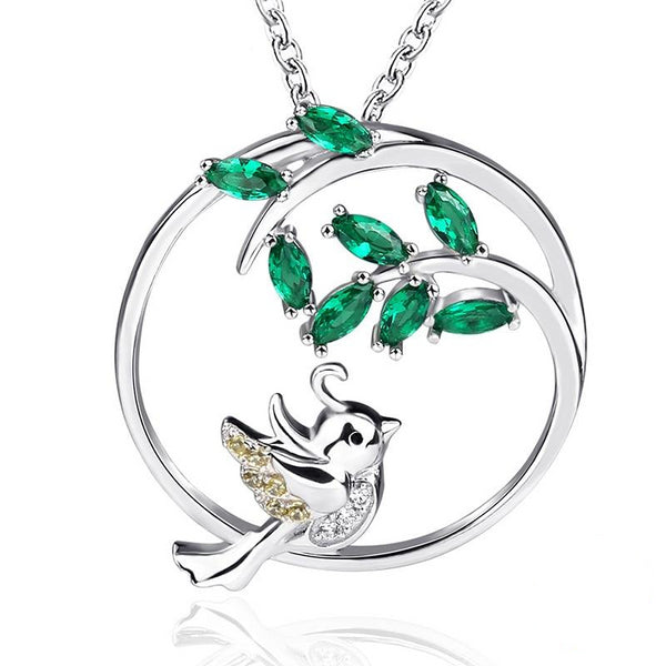 925 Sterling Silver Bird and Tree Necklace