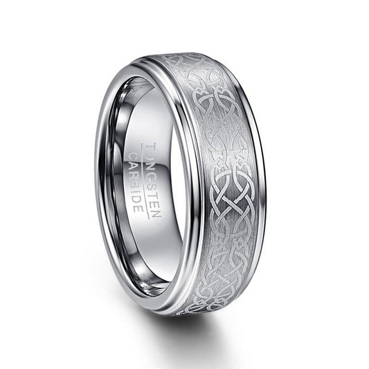 8mm Celtic Knot Brushed Tungsten Wedding Band