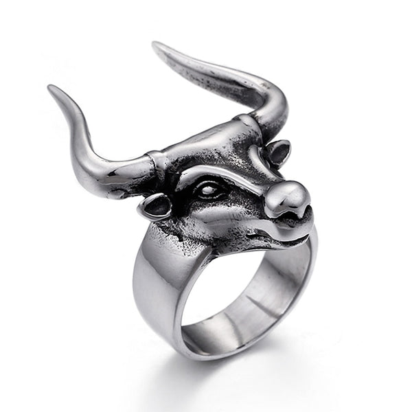 Stainless Steel Vintage Bull Horn Ring Men’s Jewelry