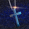 Stainless Steel Engraved Lord’s Prayer Cross Pendant Necklace