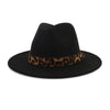 Wool Felt Fedora Hat with Leopard Grain Belt