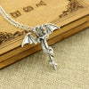 Luxury Silver and Gold Plated Dragon Necklace with Sword