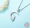 925 Sterling Silver Fairy on Crescent Moon Pendant Necklace