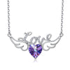 Angel Wings with Love Crystal Heart Pendant Necklace