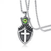 Cross Shield with Eye and Crown Pendant Necklace