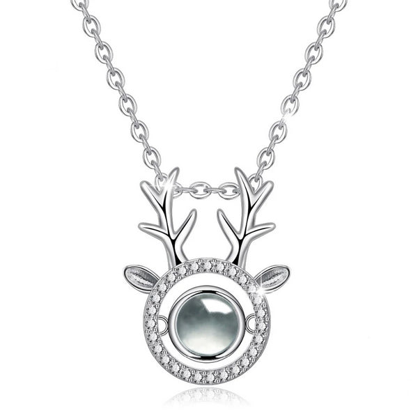 925 Sterling Silver Christmas Reindeer Pendant Necklace