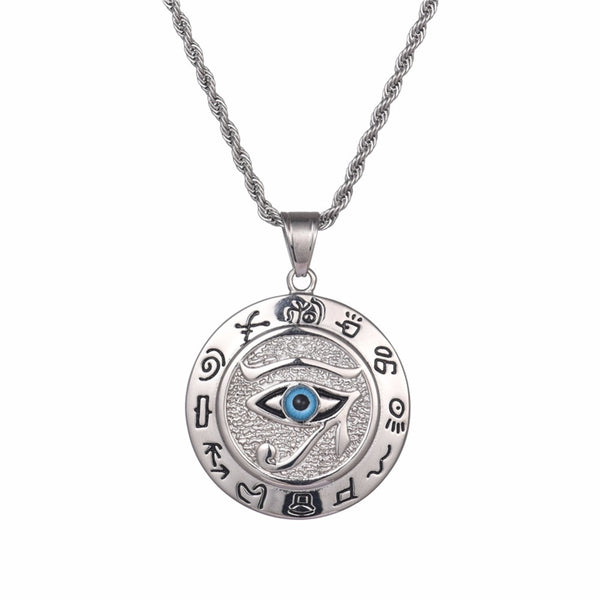 Stainless Steel Silver and Gold The Eye of Horus Pendant Necklace