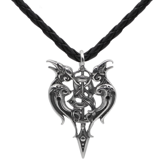 Men’s 316L Stainless Steel Viking Odin's Raven Amulet Pendant Necklace