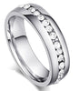 Zirconia Array Tungsten Carbide Band and Zirconia Titanium Steel Wedding Ring Set
