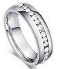 Zirconia Array Tungsten Carbide Band and Zirconia Titanium Steel Wedding Ring Set