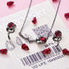 Black Crystal Rose Sideways Necklace & Earrings Jewelry Set
