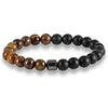 Natural Stone Beads, Hematite with Tiger Eye & Volcanic Stone Beaded Bracelet