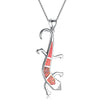 925 Silver Sterling Opal Salamander Pendant Necklace Women’s Jewelry