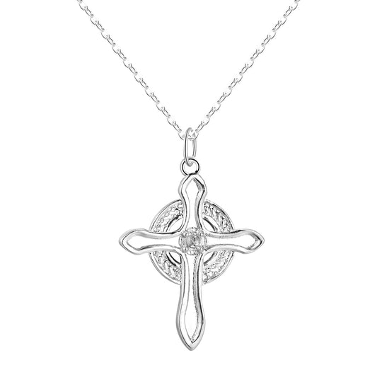 Celtic Sun Cross Religious Charm Pendant Necklace