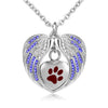 Heart Paw Print with Angel Wing Birthstone Pendant Necklace Pet’s Cremation Jewelry