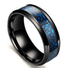 Black Celtic Dragon Inlay Band and Blue Cubic Zirconia Wedding Ring Set