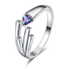 Fiber Optic Strands Cubic Zirconia 925 Sterling Silver Engagement Ring