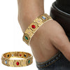 Gold Plated Stainless Steel Magnetic Bracelet with Zirconia