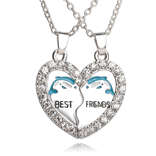 Friendship Double Necklace with Dolphins "Best Friends"