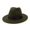 Flat Brim Wool Felt Fedora Hat with Black Ribbon Hatband