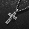 Men’s Two Tone Stainless Steel Black and Silver Cross Pendant Necklace