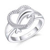 Dolphin Heart with Cubic Zirconia 925 Sterling Silver Women’s Ring - Innovato Store